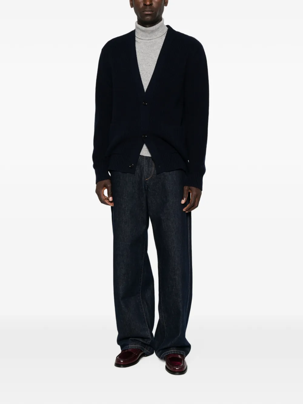 Lardini Ribgebreid vest Blauw