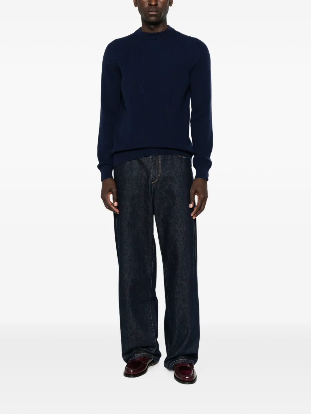 Lardini Ribgebreide trui Blauw