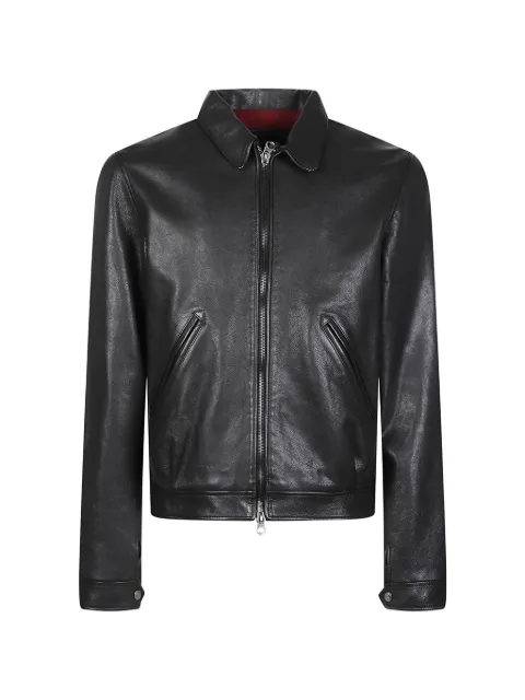 Stewart zip-up calf leather jacket