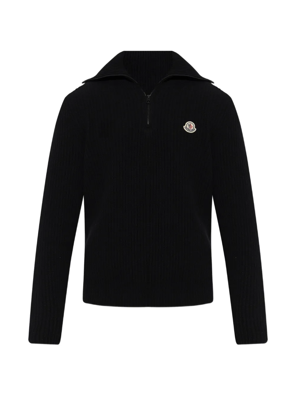 Moncler 标贴罗纹针织毛衣 | 黑色 | Image 1