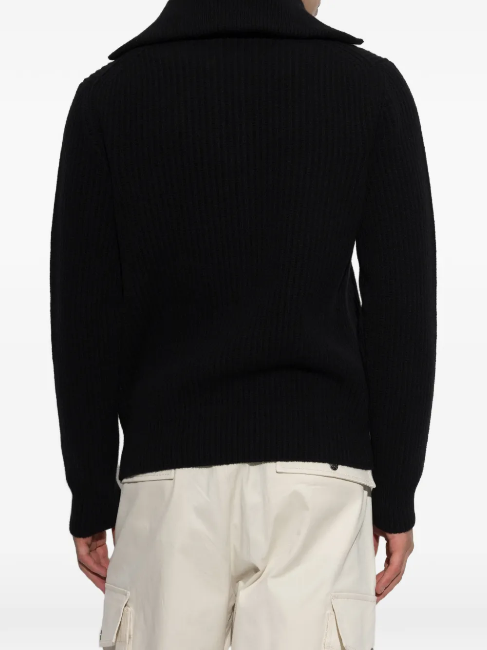 Moncler half-zip ribbed-knit sweater Zwart