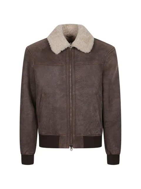 Stewart shearling-collar calf leather jacket