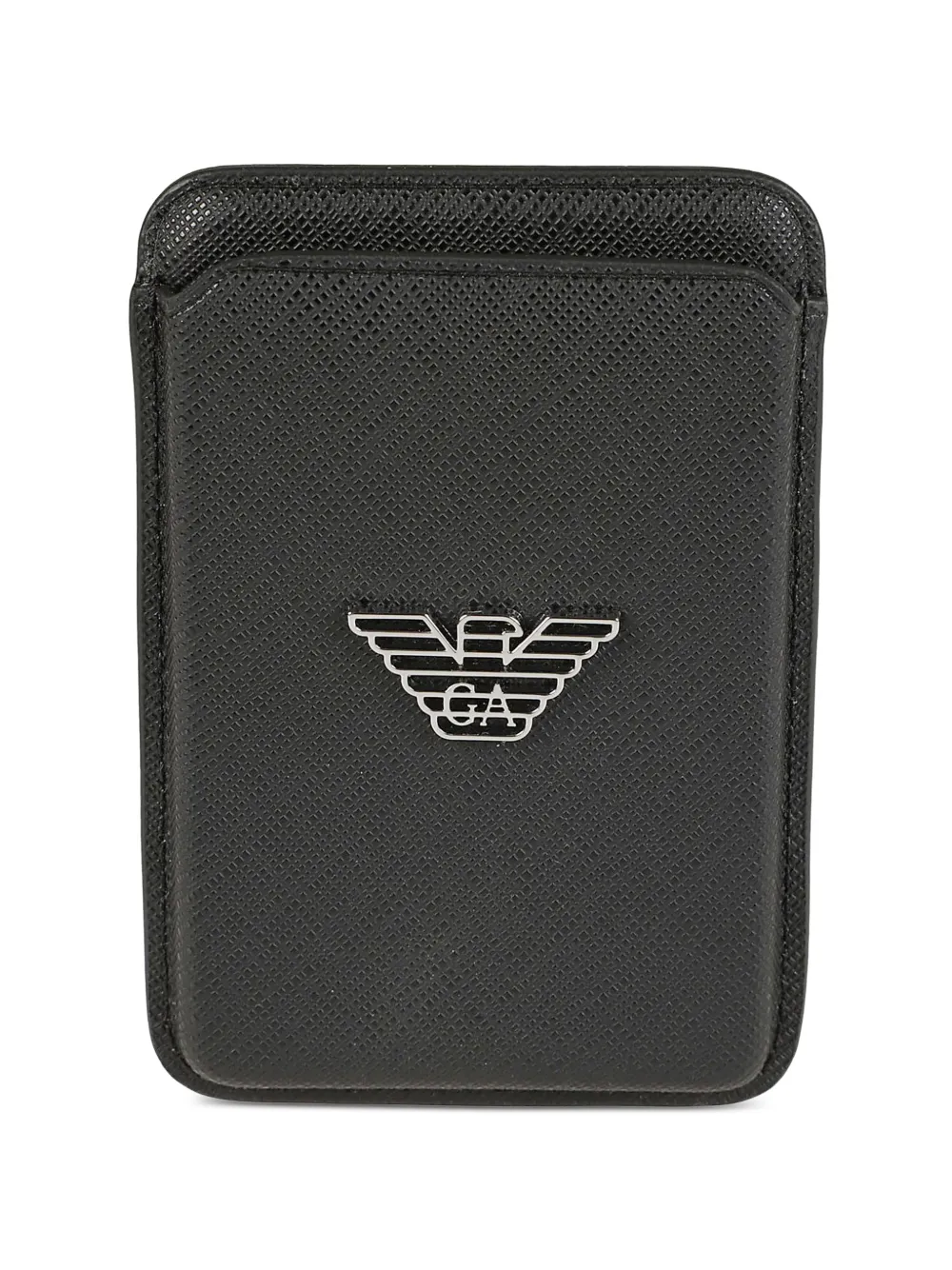 Emporio Armani logo-plaque textured cardholder - Nero