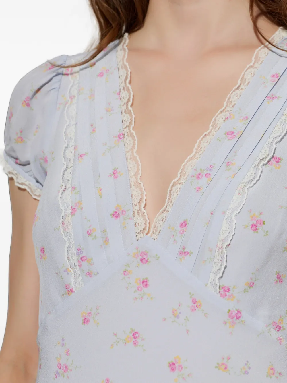 LoveShackFancy Mini-jurk met bloemenprint Blauw