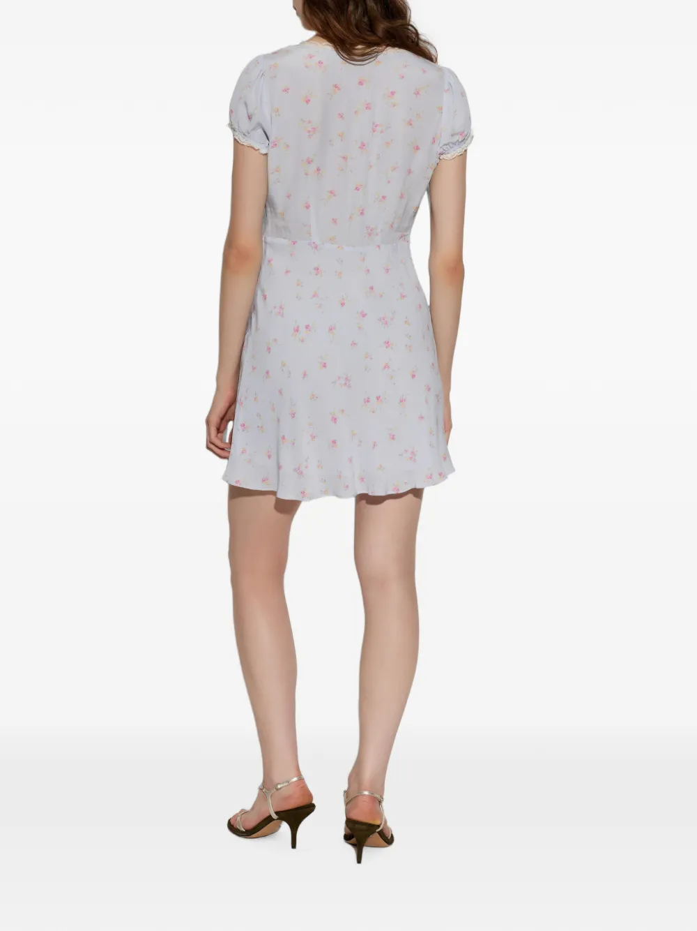 LoveShackFancy Mini-jurk met bloemenprint Blauw