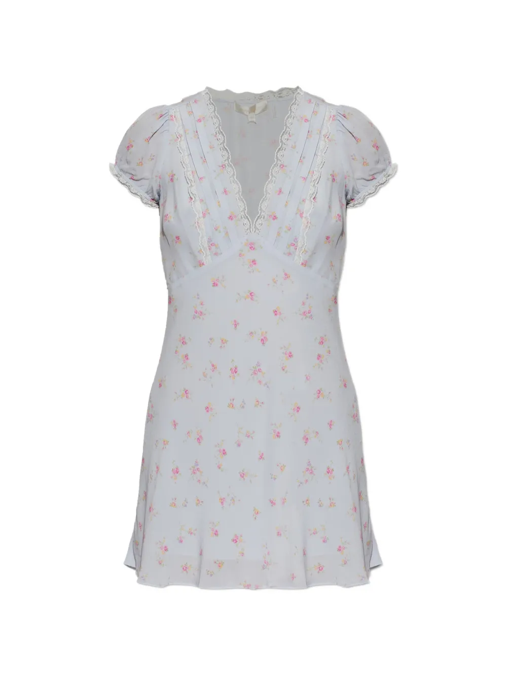 LoveShackFancy floral-print lace-trimmed mini dress - Blau