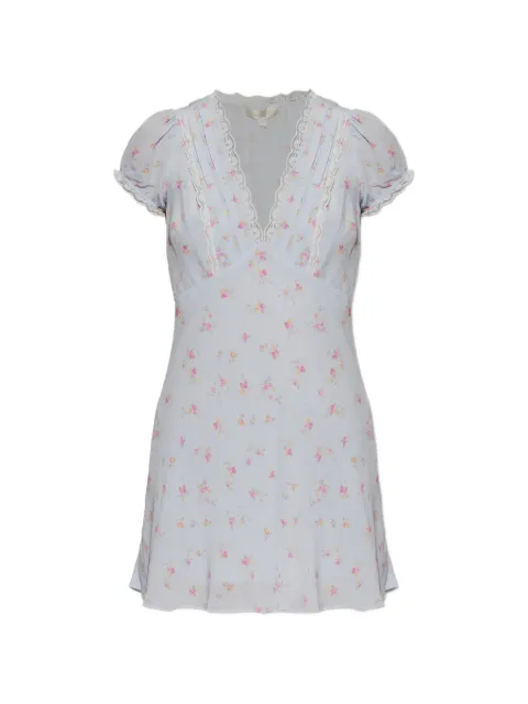 LoveShackFancy floral-print lace-trimmed mini dress