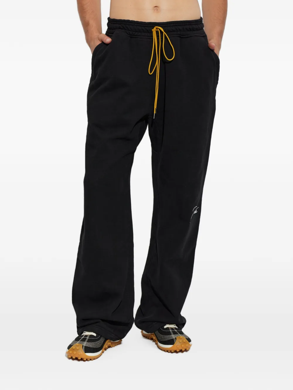 RHUDE Classique trainingsbroek met wijde pijpen en geborduurd logo Zwart