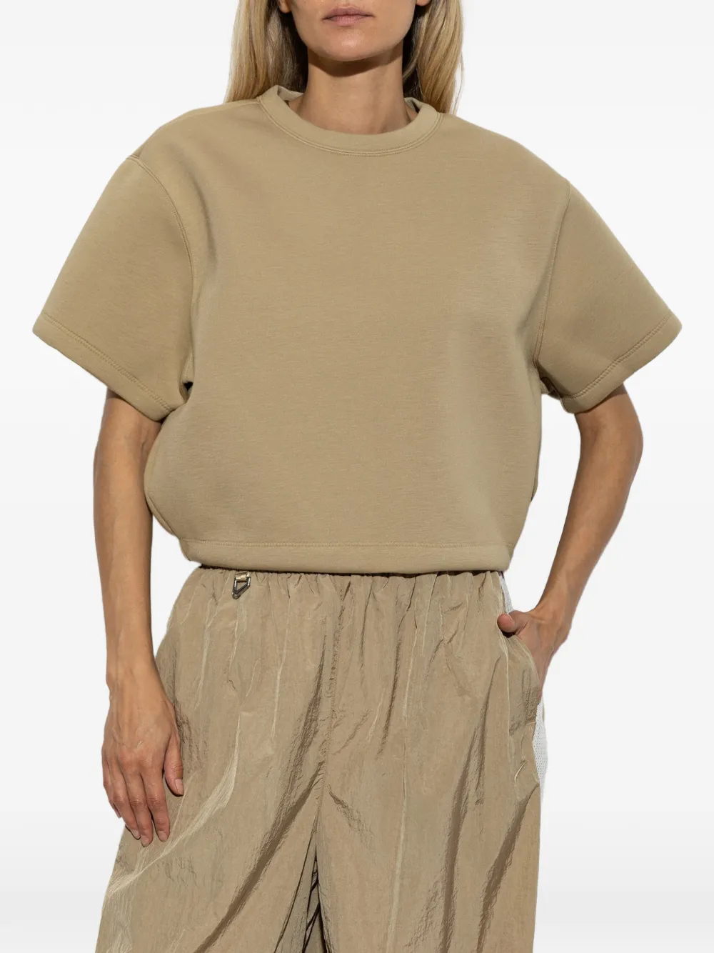 Nike oversized logo-embroidered T-shirt Beige