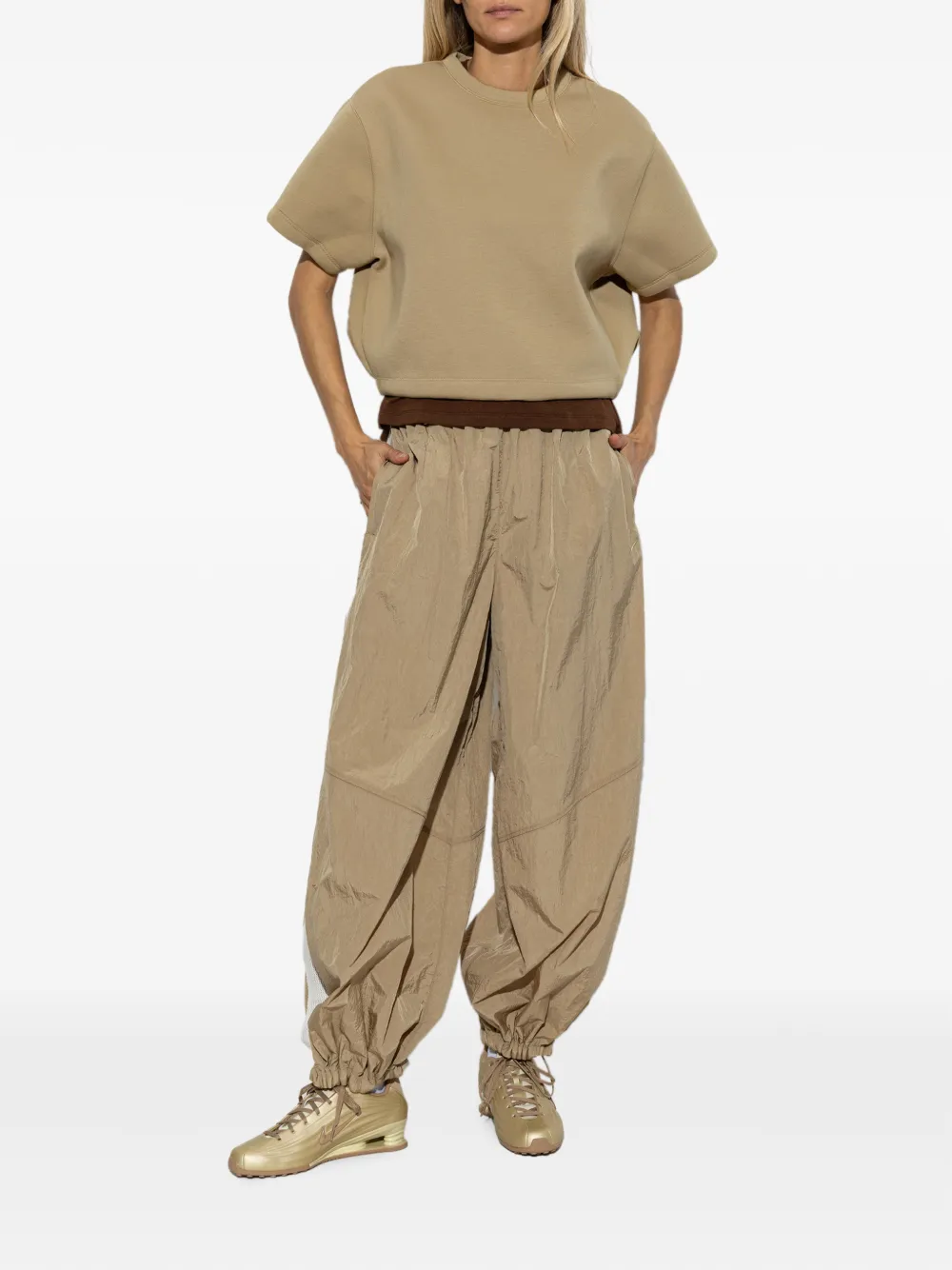 Nike oversized logo-embroidered T-shirt Beige
