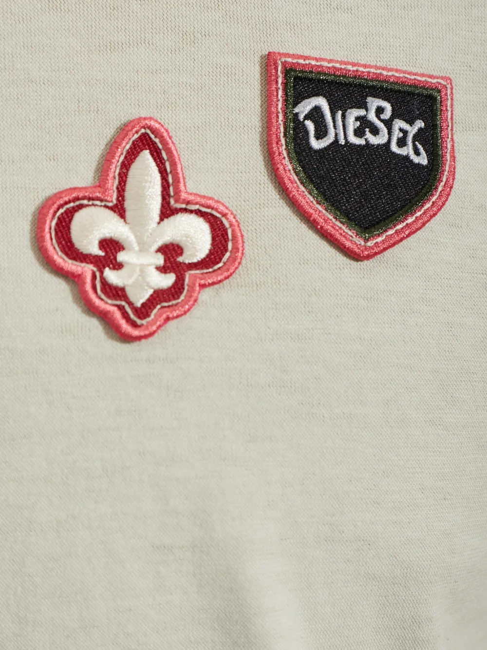 Diesel T-shirt met patches en microwafelzijkanten Grijs