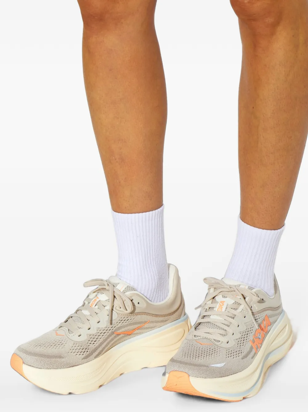 HOKA Bondi 9 lace-up sneakers Grijs