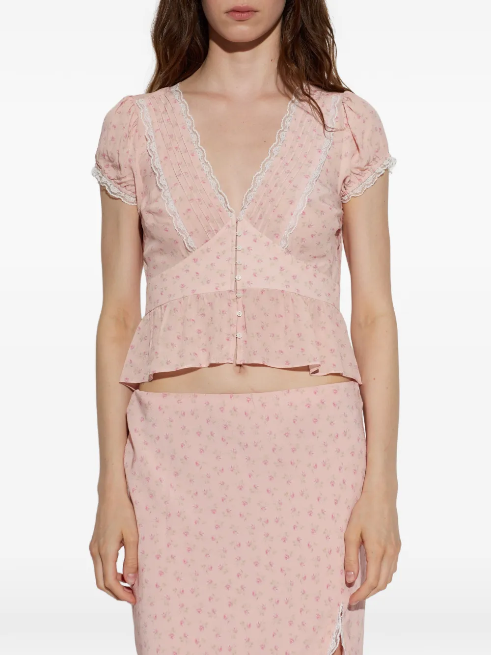 LoveShackFancy Top met bloemenprint Roze