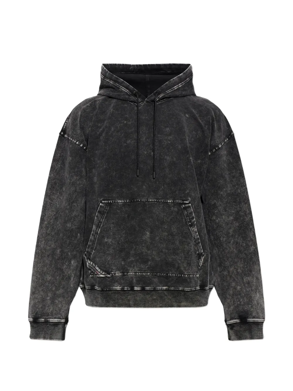 Diesel treated denim-effect hoodie - Grigio