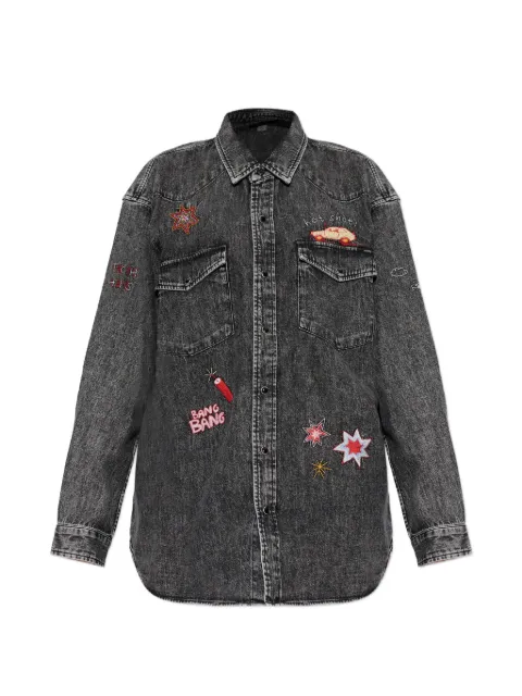 MOTHER The Exes and Ohs embroidered denim shirt