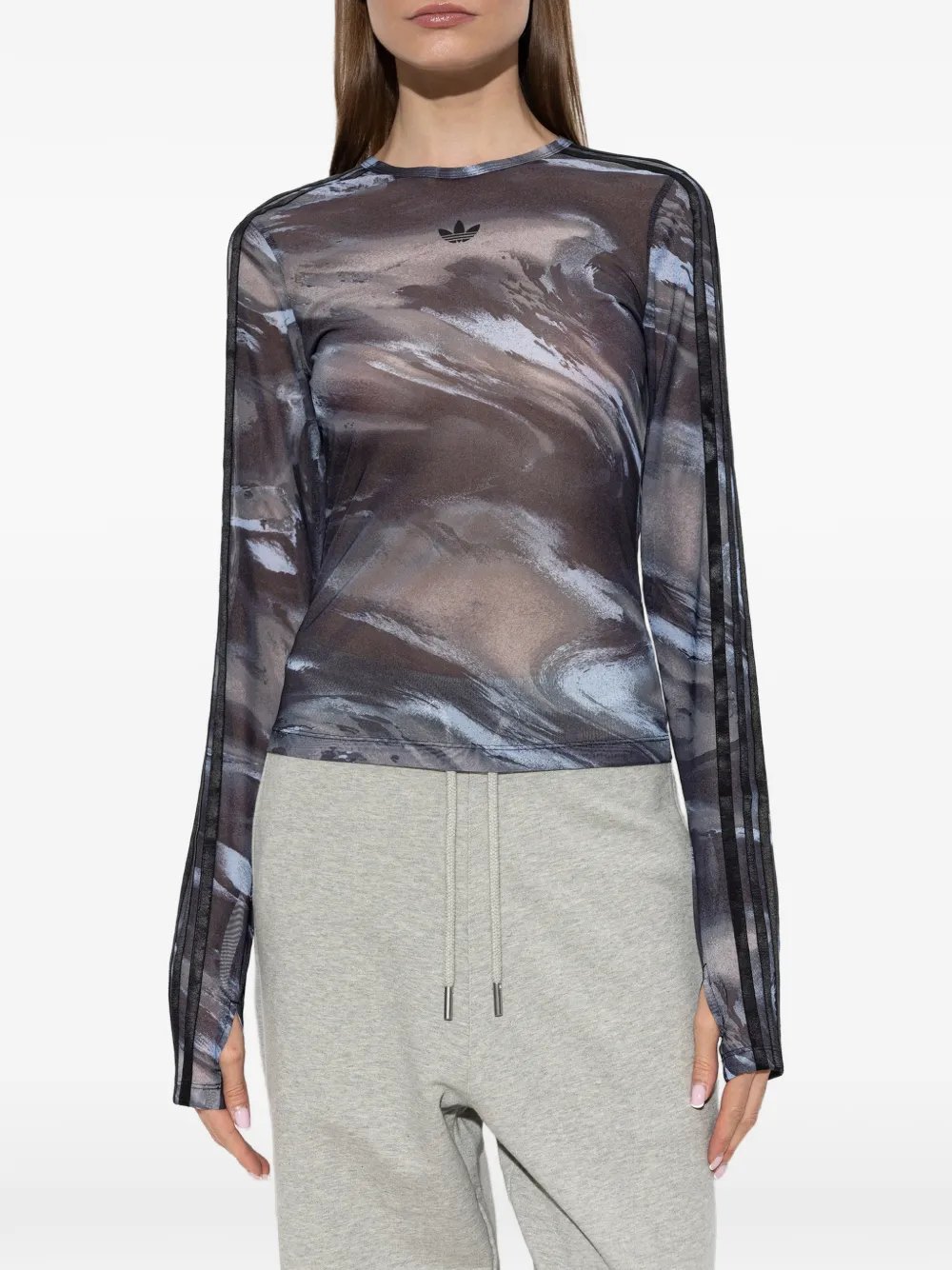 adidas abstract-print long-sleeve T-shirt Grijs