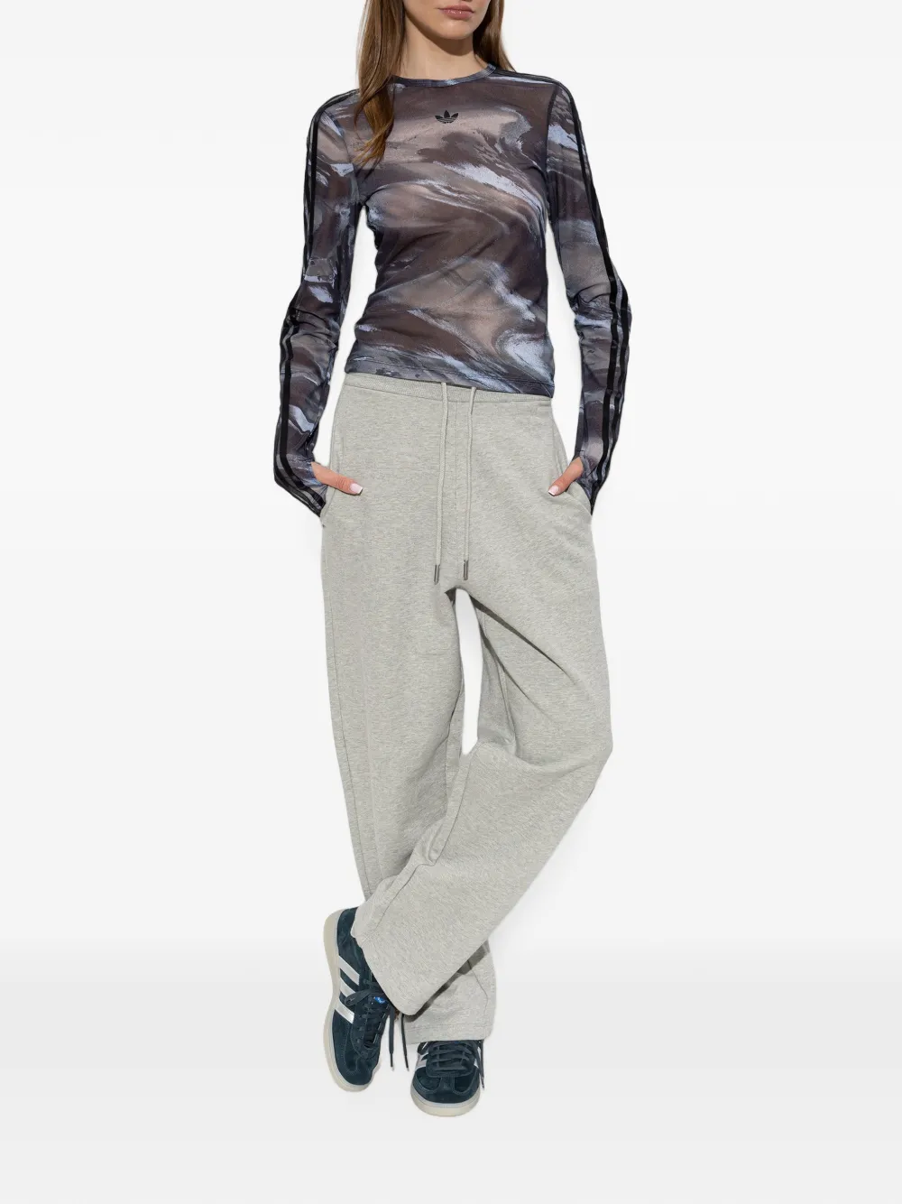 adidas abstract-print long-sleeve T-shirt Grijs