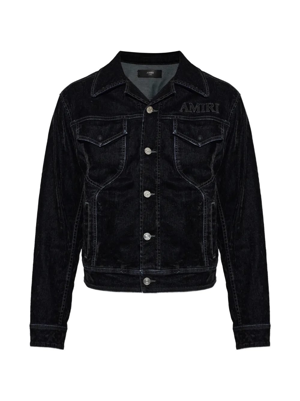AMIRI logo-embroidered denim jacket - Schwarz
