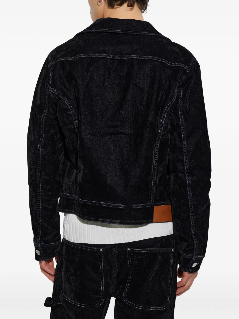 AMIRI logo-embroidered denim jacket Zwart
