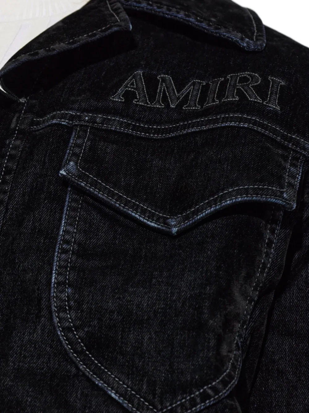 AMIRI logo-embroidered denim jacket Zwart