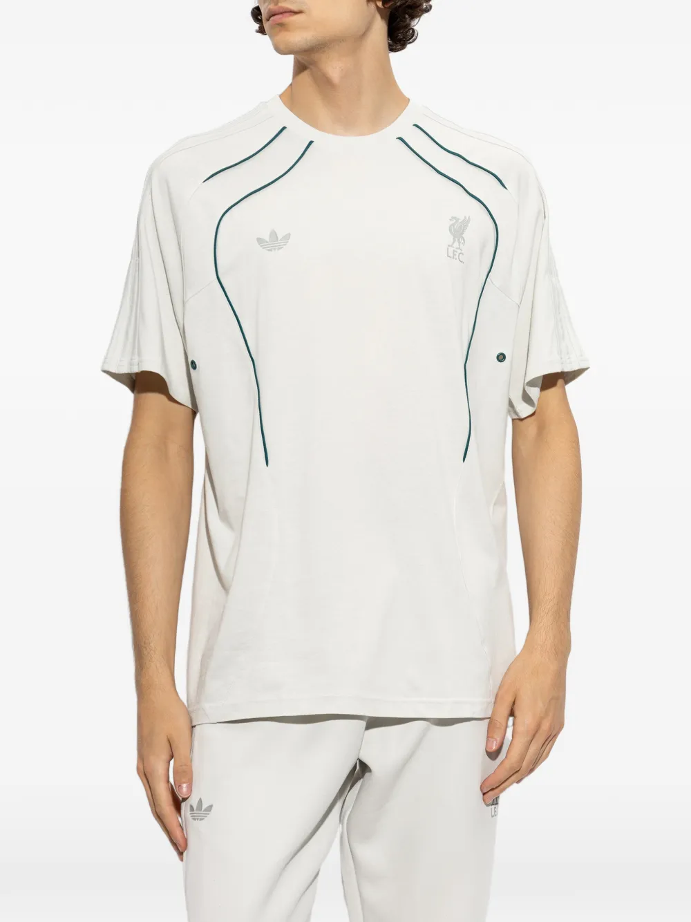 adidas x Liverpool FC contrast-piping logo-print T-shirt Wit