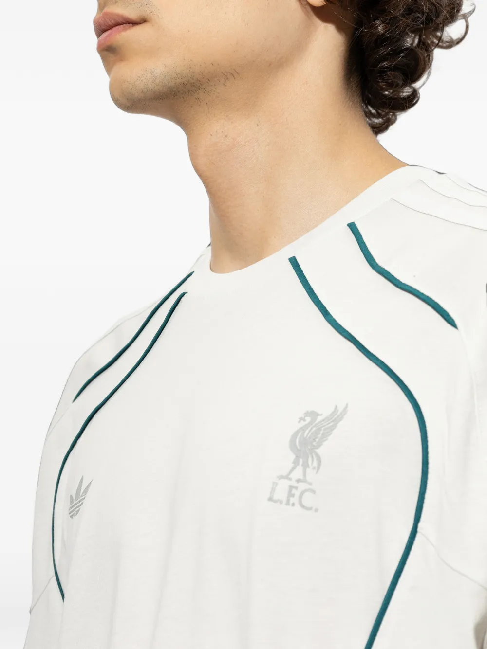 adidas x Liverpool FC contrast-piping logo-print T-shirt Wit