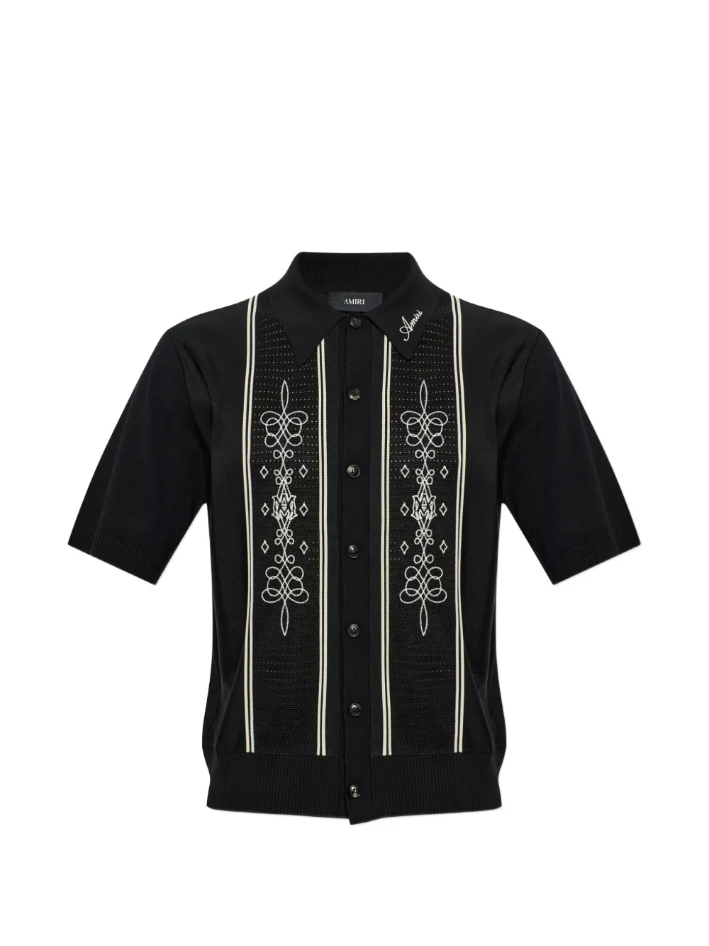 AMIRI embroidered short-sleeve cardigan - Nero