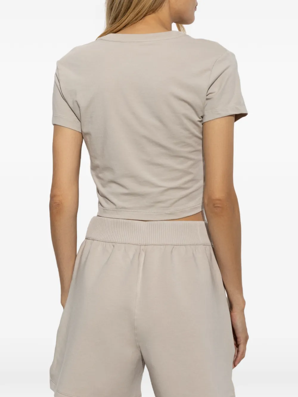 Nike Chill logo-embroidered cropped T-shirt Beige