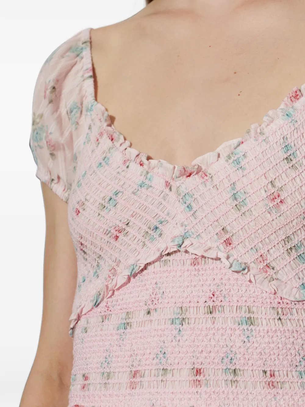 LoveShackFancy Amandla gelaagde maxi-jurk met bloemenprint Roze