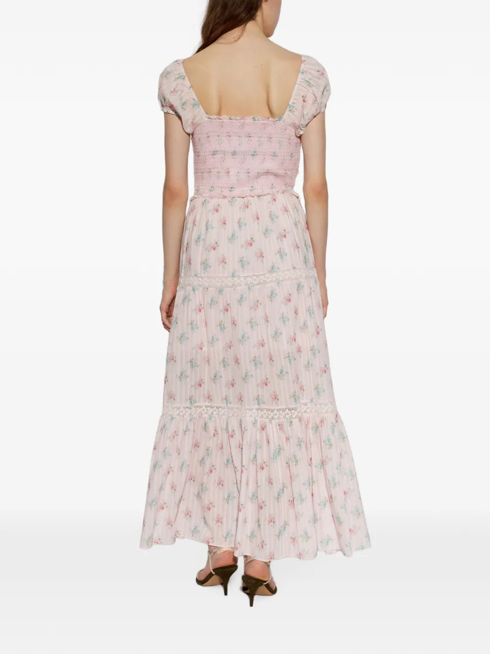 LoveShackFancy Amandla gelaagde maxi-jurk met bloemenprint Roze