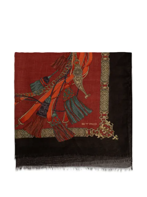 ETRO fular deshilachado con estampado gráfico