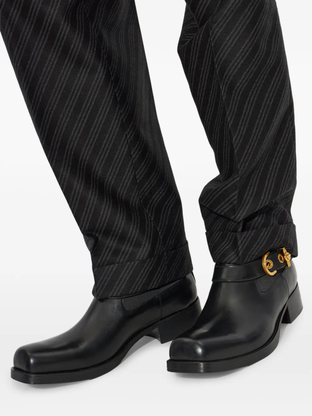 Versace Orlando leren Chelsea laarzen Zwart