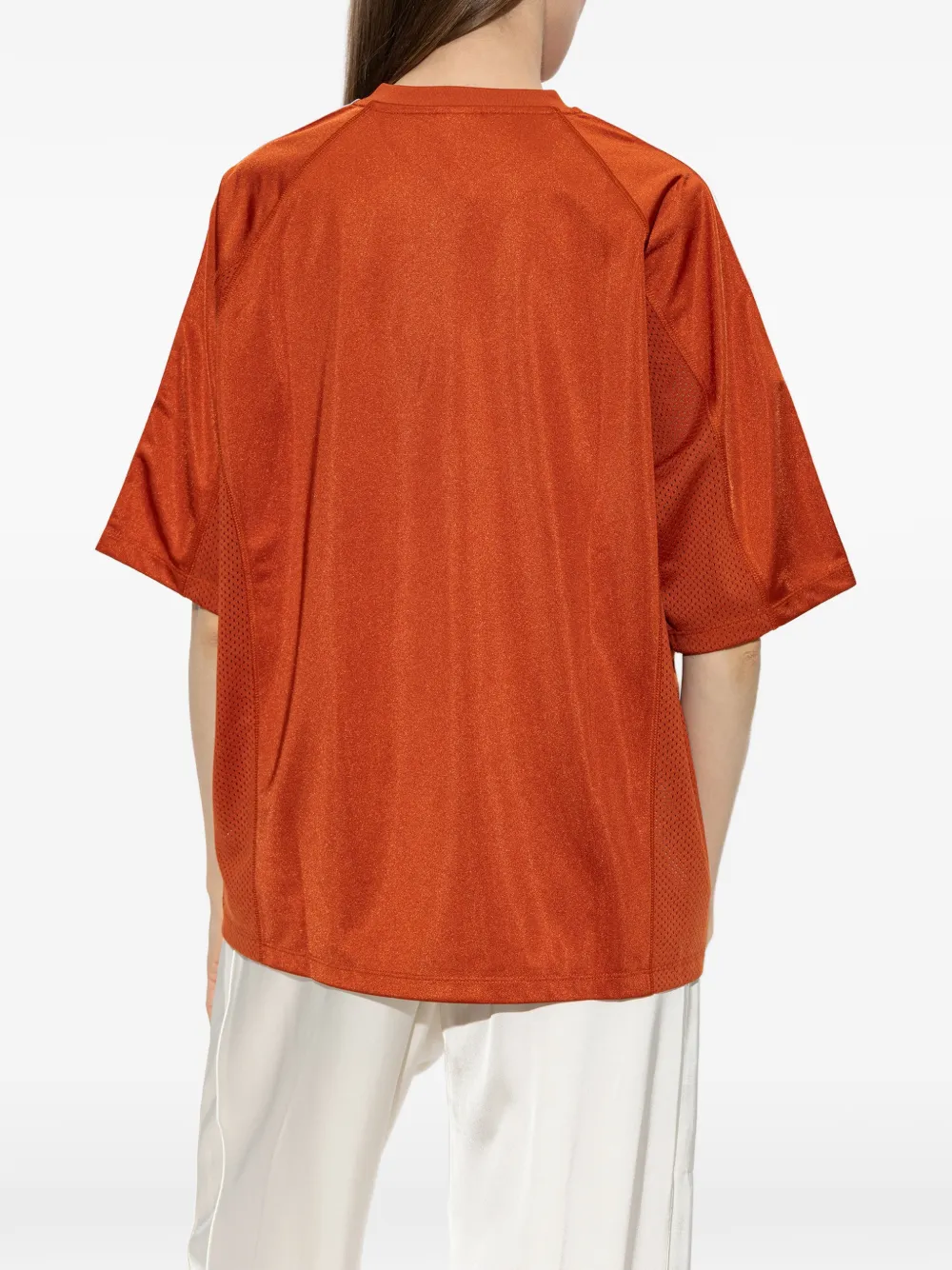 adidas logo-print mesh-panel T-shirt Oranje