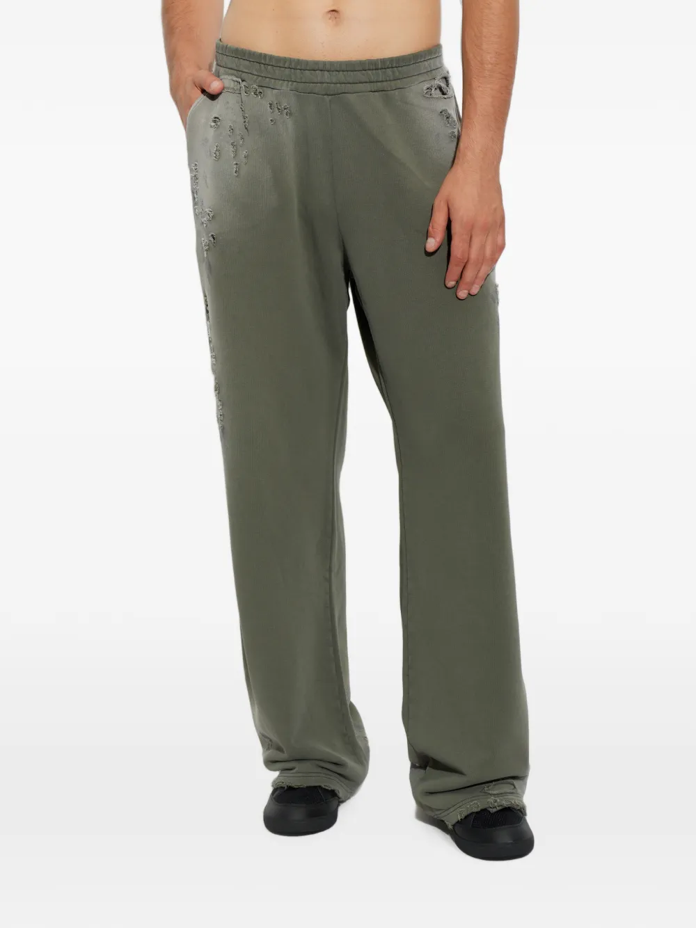 Diesel Joggingbroek met gerafeld effect Groen