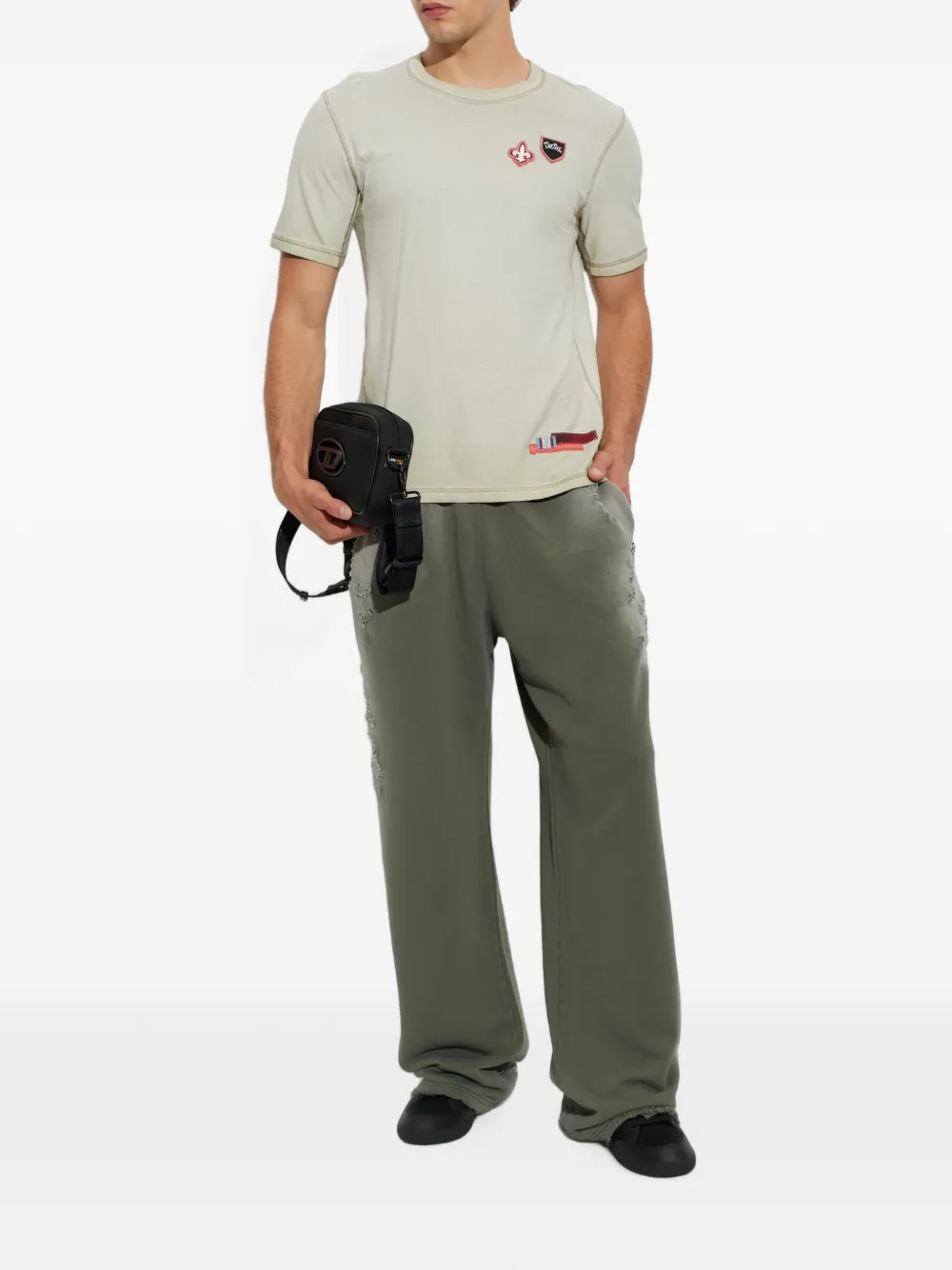 Diesel Joggingbroek met gerafeld effect Groen