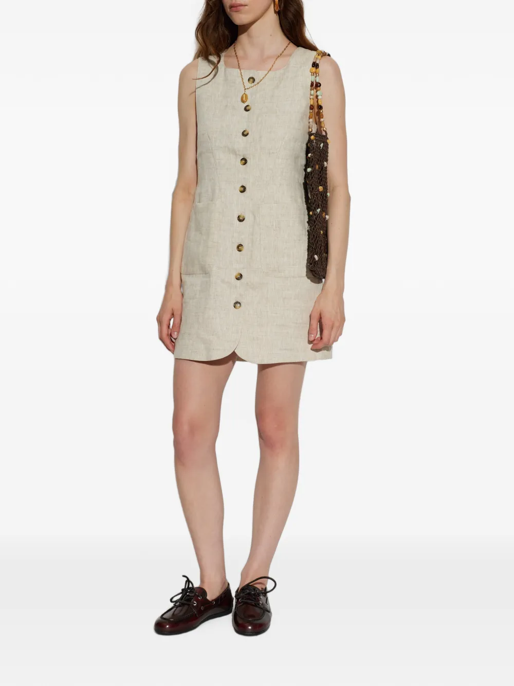 Posse Emma button-down mini-jurk Beige