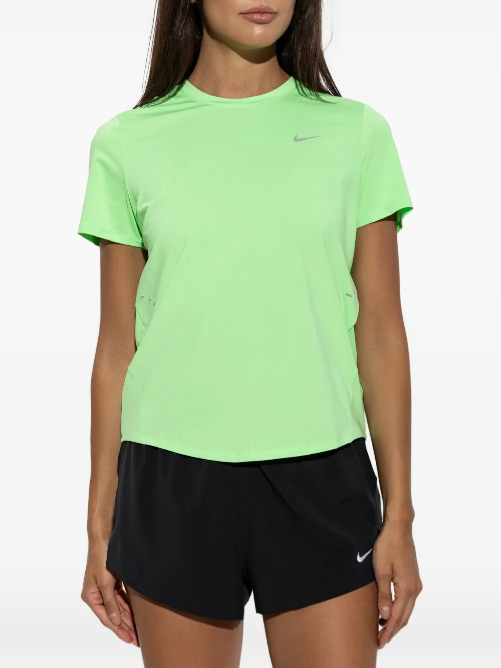 Nike logo-print mesh-panel T-shirt Groen