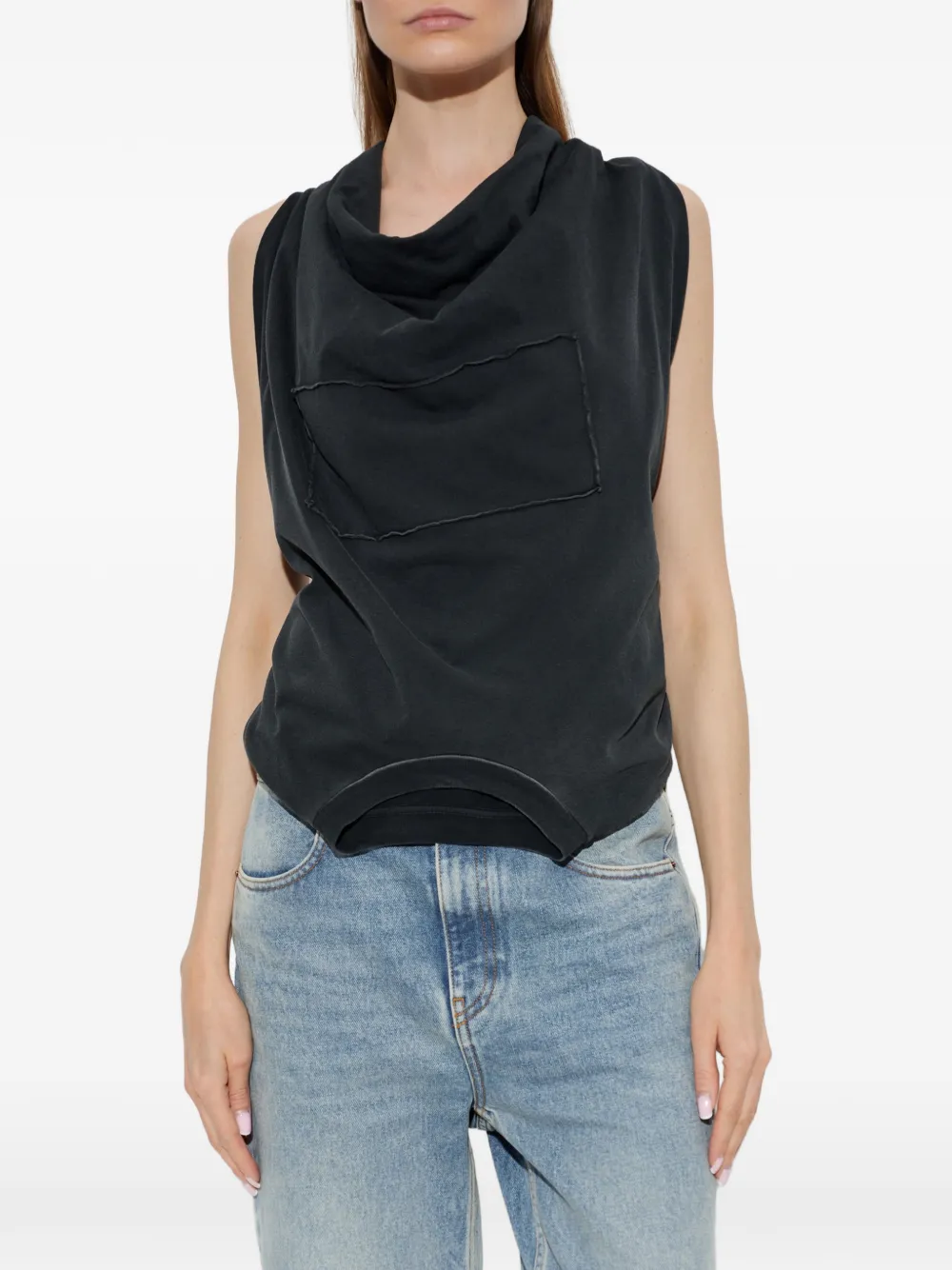 Maison Margiela Gedrapeerde tanktop met gedraaid detail aan de achterkant Zwart