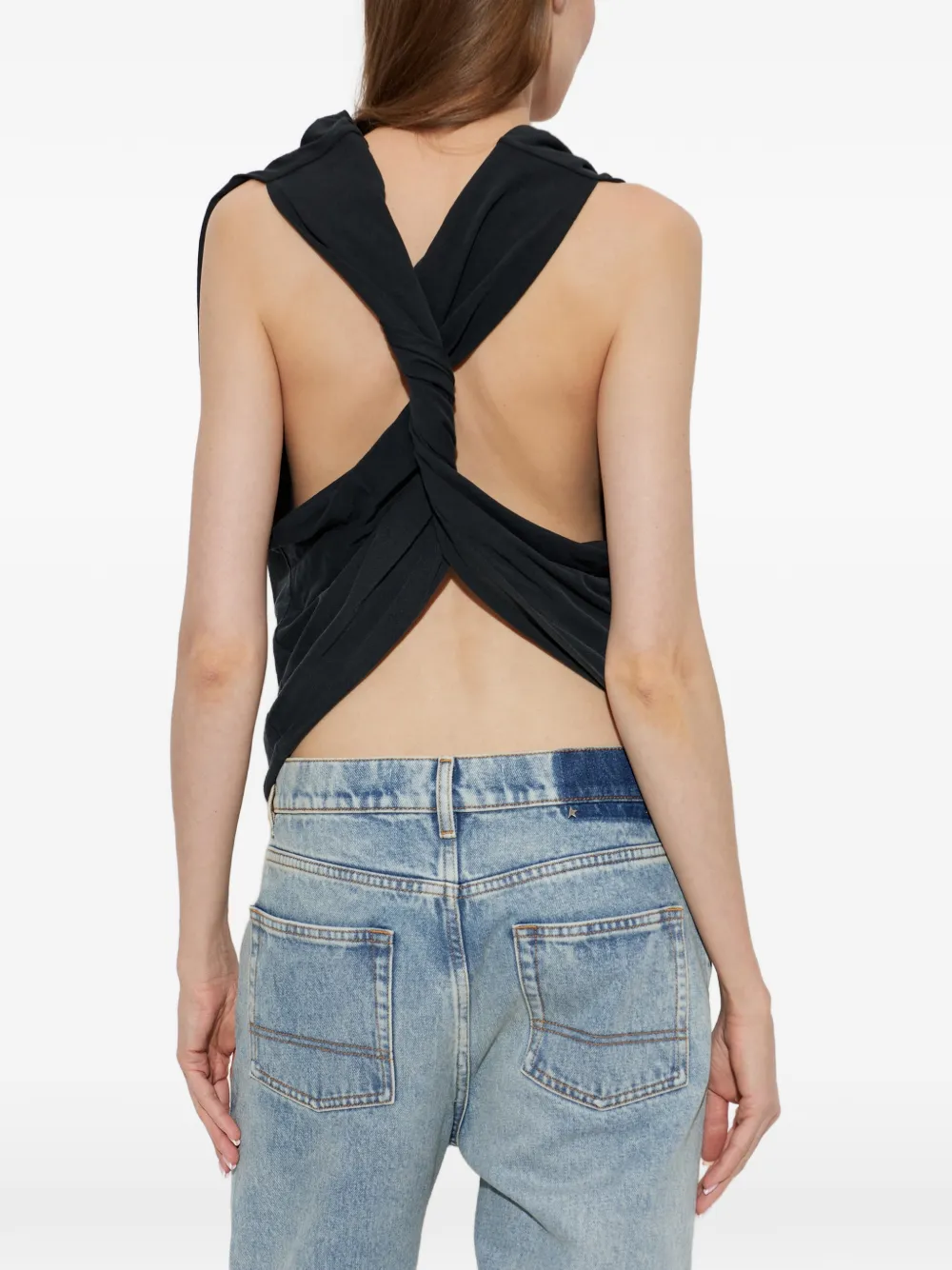 Maison Margiela Gedrapeerde tanktop met gedraaid detail aan de achterkant Zwart