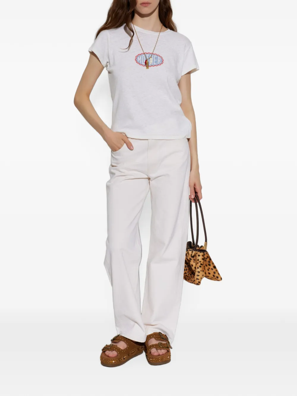 MOTHER The Lil Sinful T-shirt met logo-patch Wit