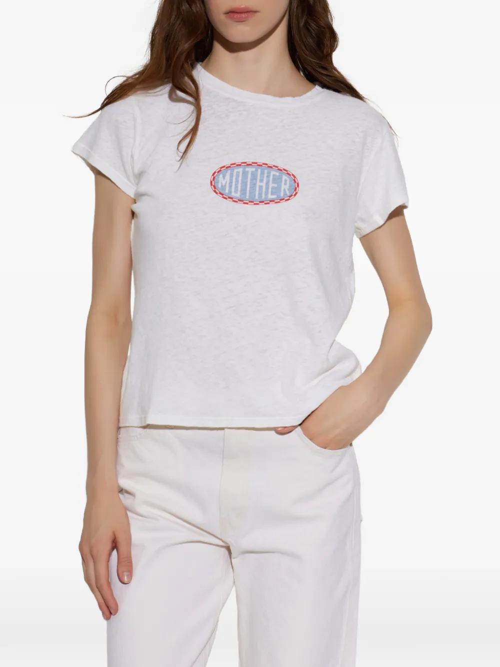 MOTHER The Lil Sinful T-shirt met logo-patch Wit