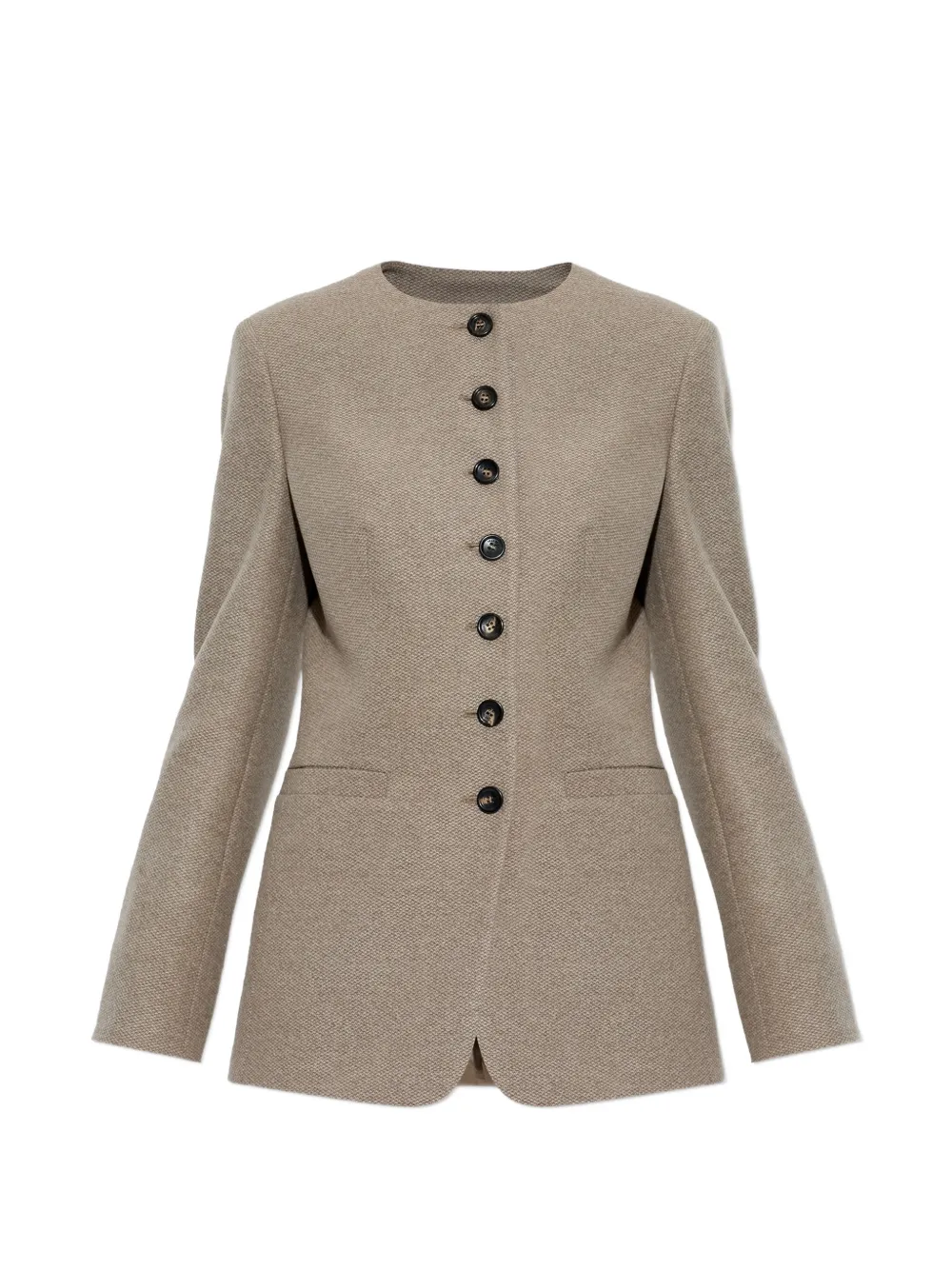 Max Mara crew-neck button-up jacket - Grigio