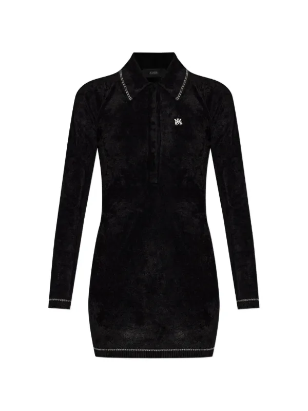 Amiri MA Velvet Knit Dress in Black