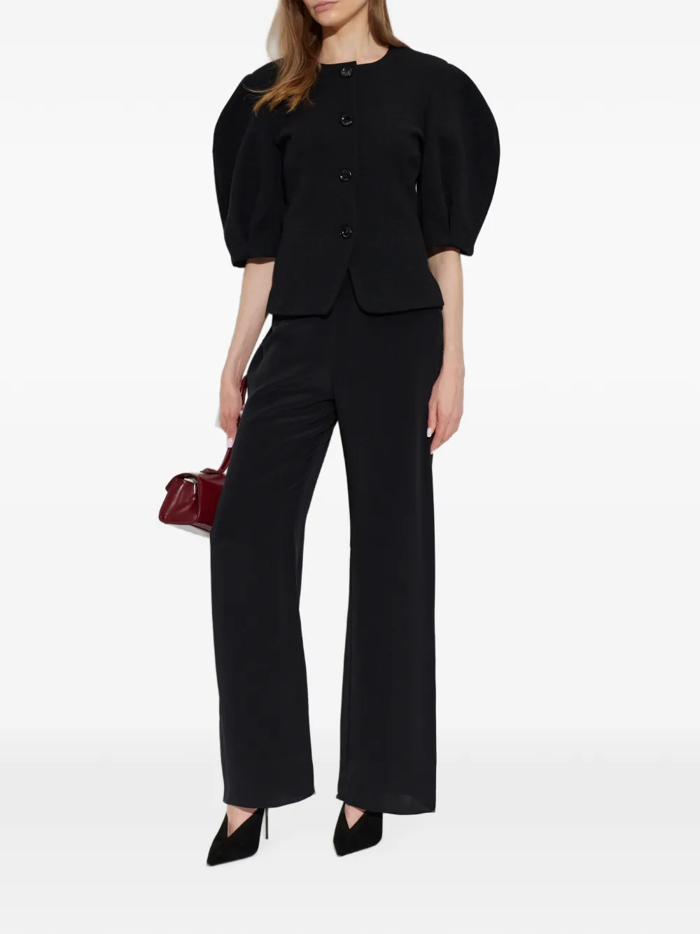 Max Mara Jack met pofmouwen en knopen Zwart