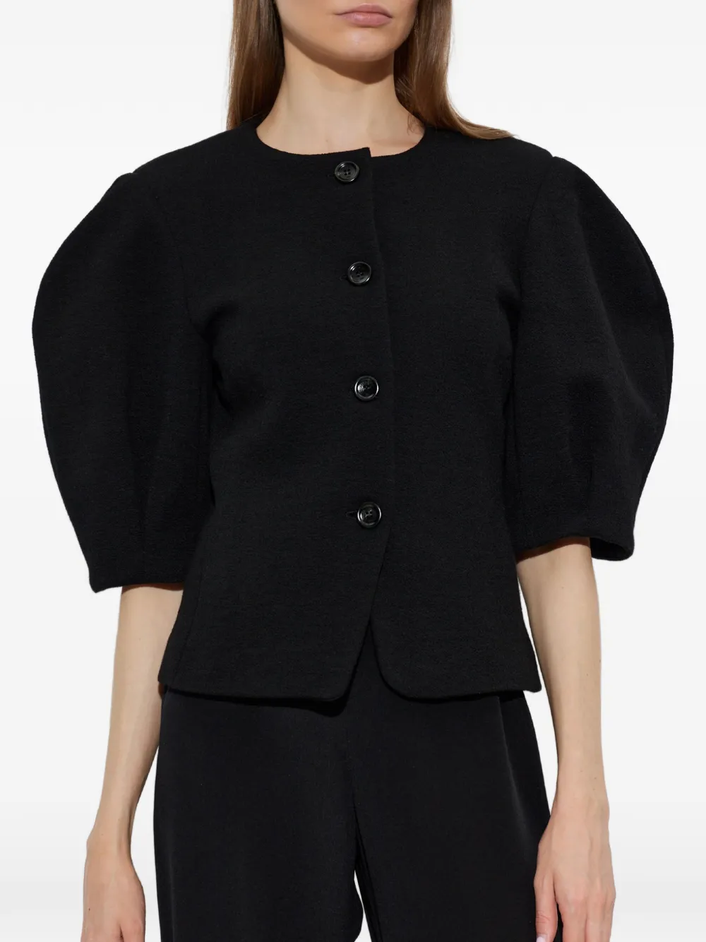 Max Mara Jack met pofmouwen en knopen Zwart