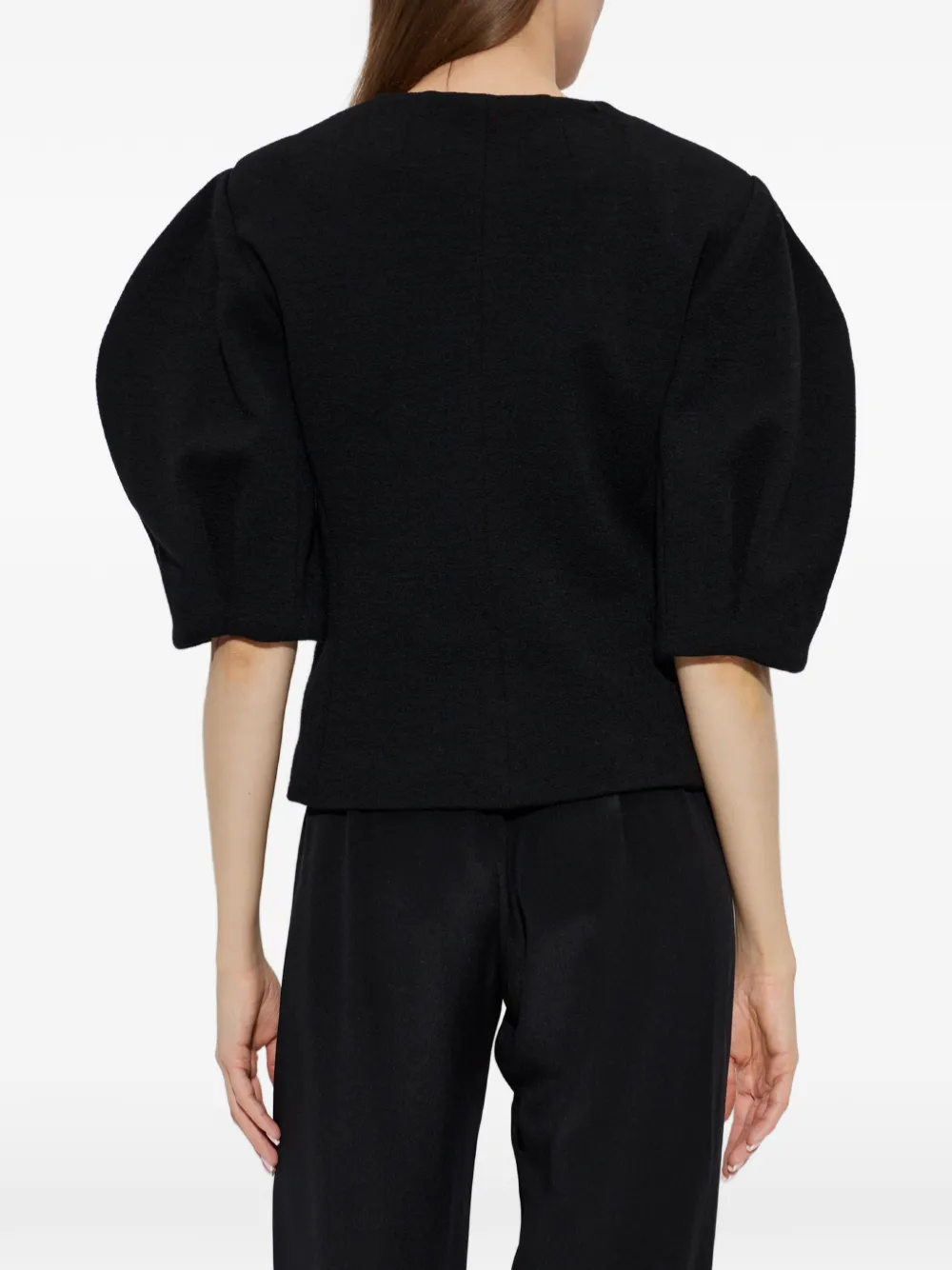 Max Mara Jack met pofmouwen en knopen Zwart