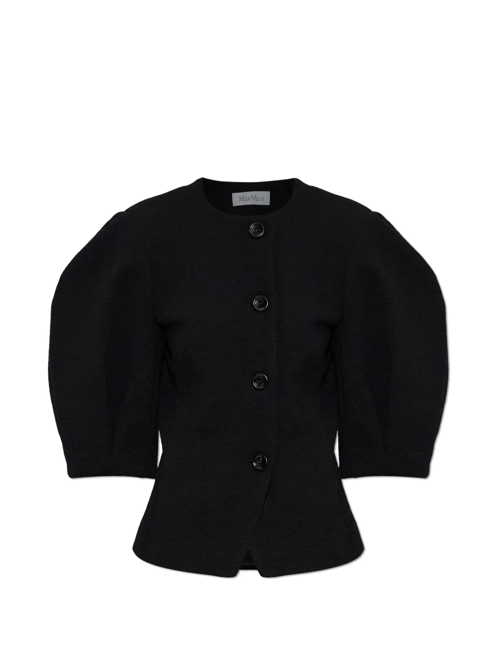 Max Mara puff-sleeve button-up jacket - Nero