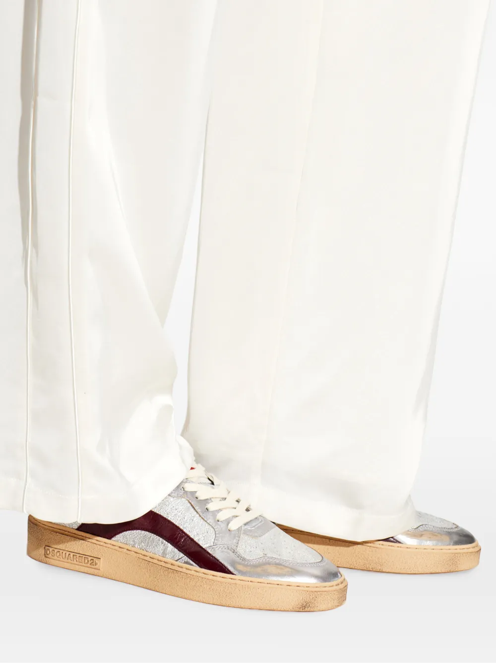 DSQUARED2 Rider panelled leather sneakers Zilver