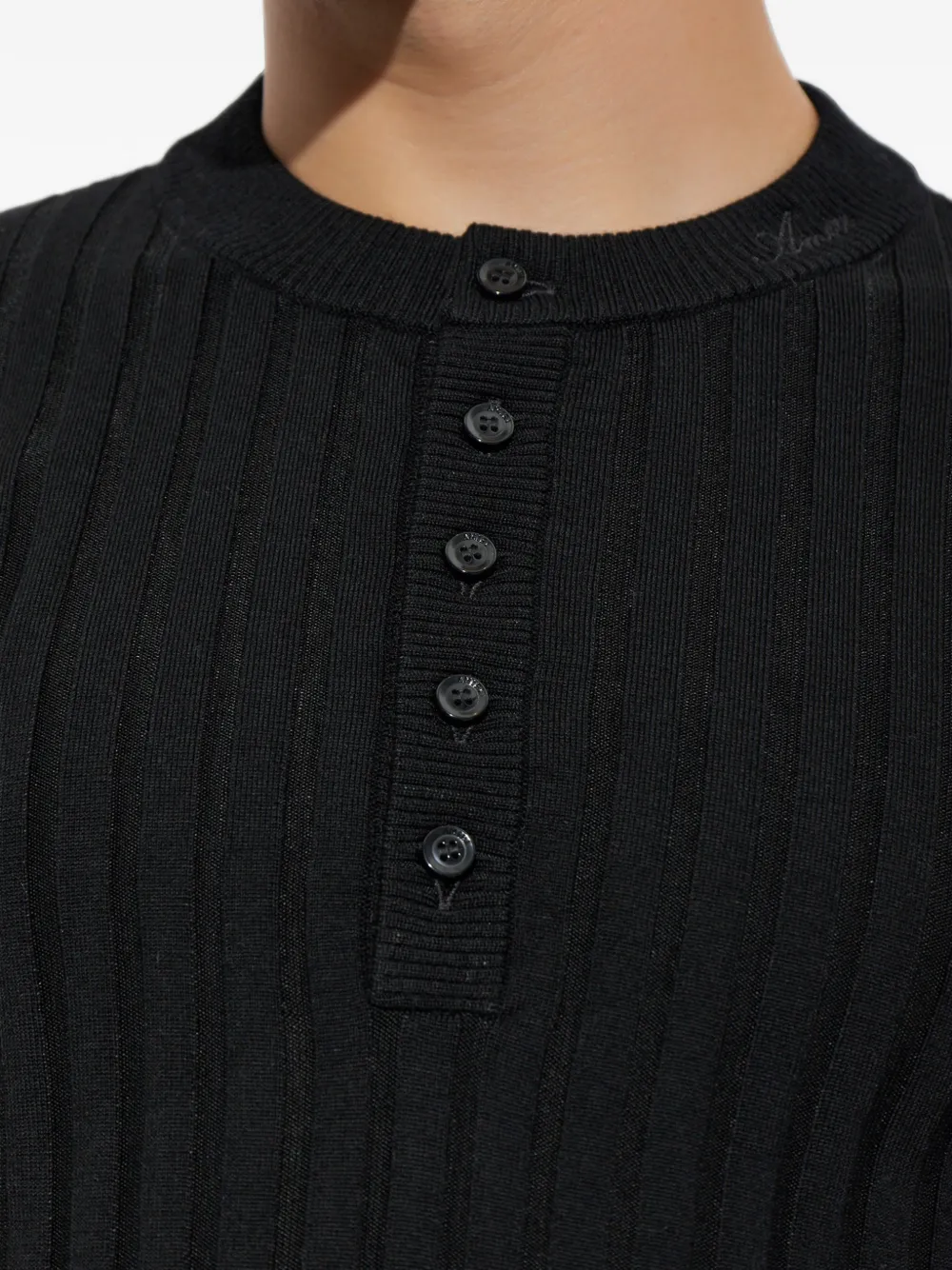 AMIRI Henley gebreide trui Zwart
