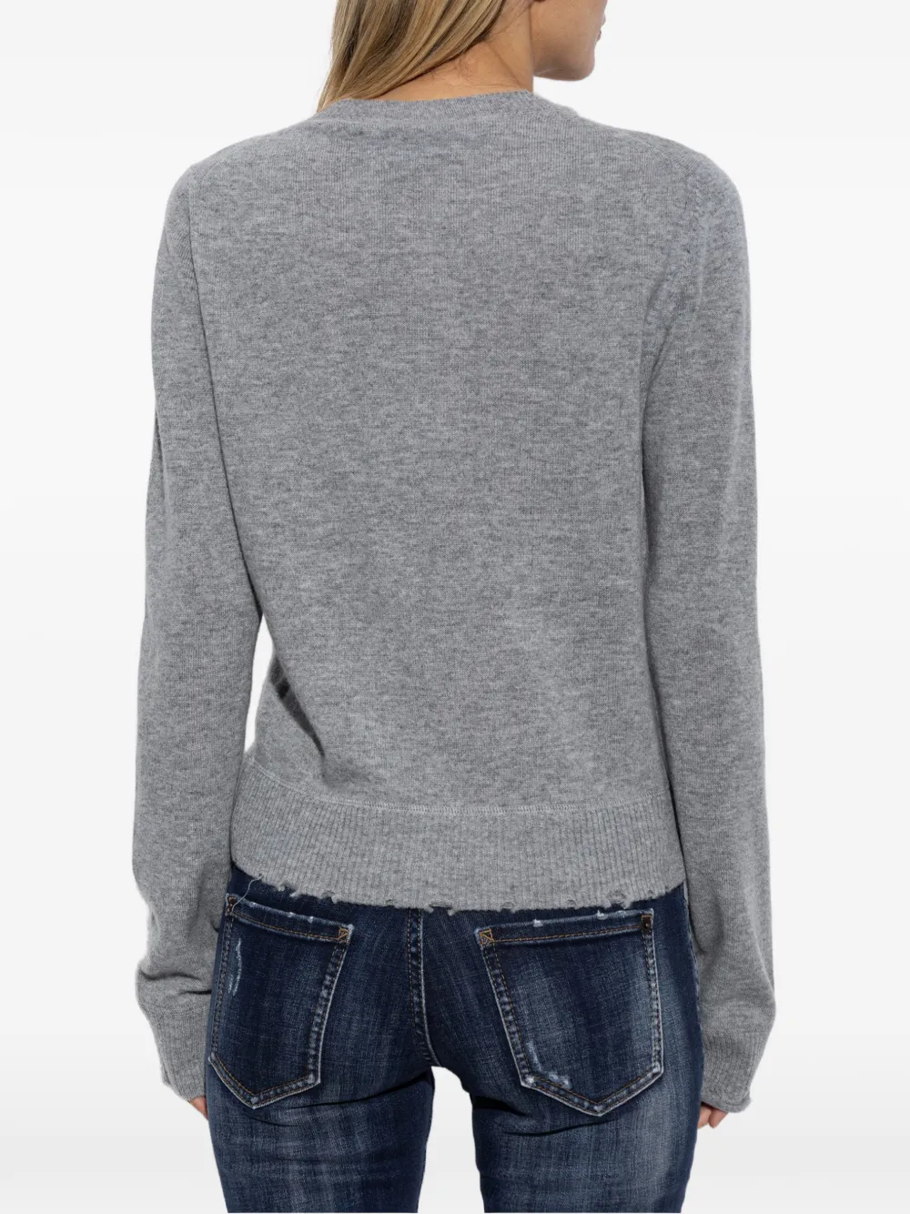 DSQUARED2 Gerafelde trui met buidelzak Grijs